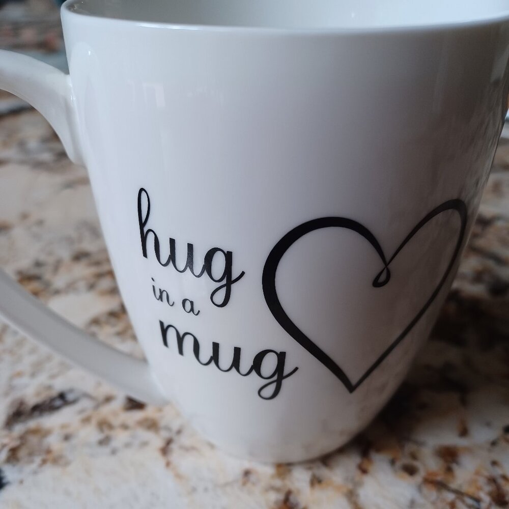 NWT HUG IN A MUG WHITE COFFEE CUP